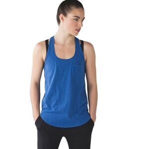 Lululemon Yogi Racer Back III Tank Top Heathered Sprinkler Blue‎